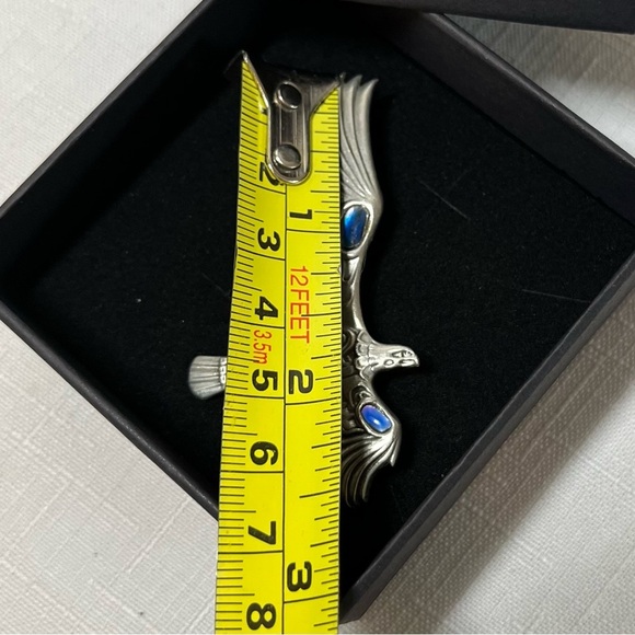 Pewter Eagle Brooch Pin with Blue Accents. Vintage. Stunning - Picture 2 of 6